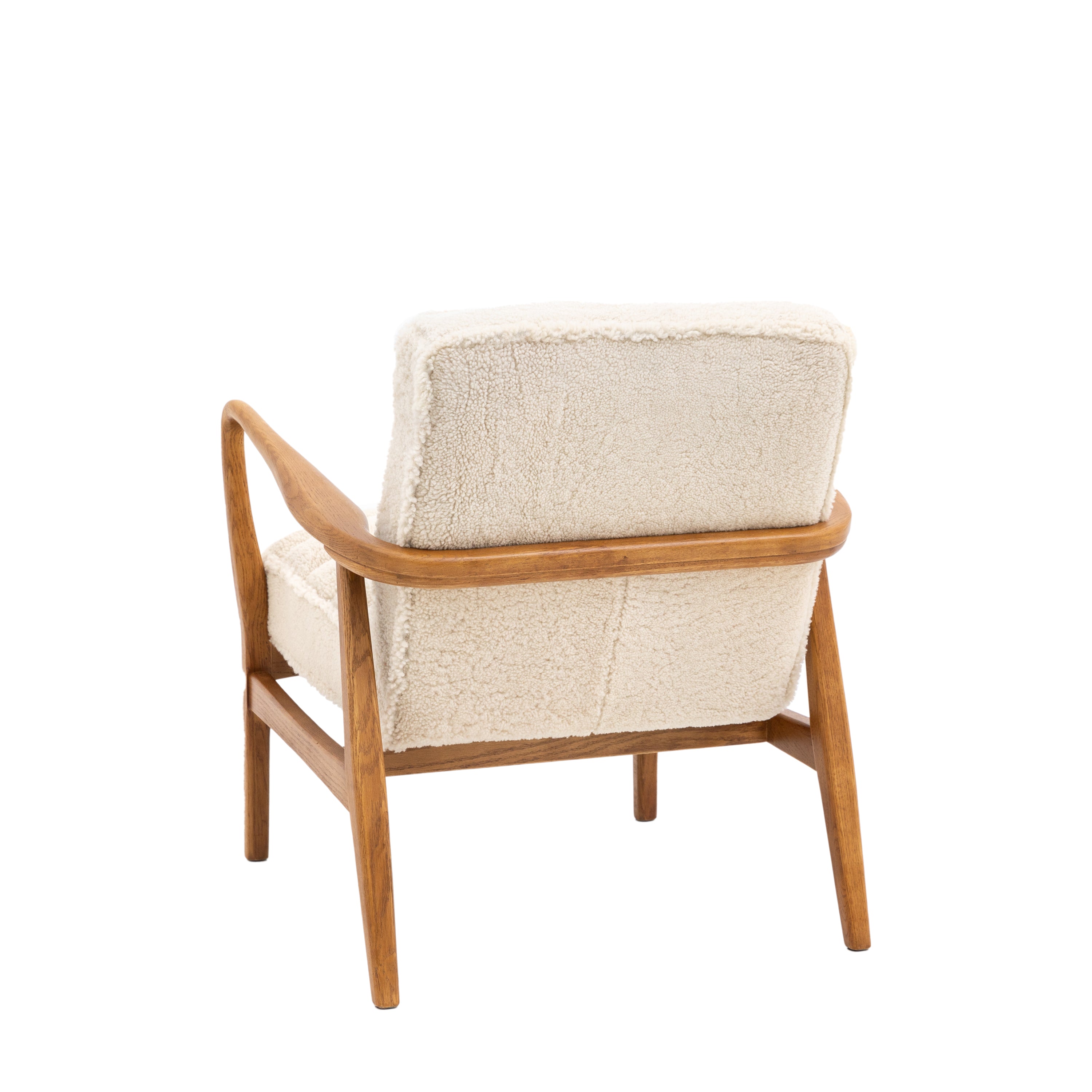 Langham Cream Sheepskin & Oak Wood Armchair